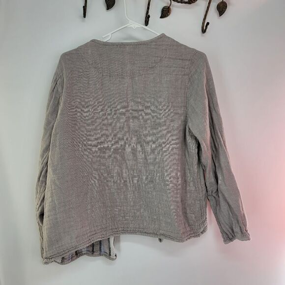 Tahari linen blend unstructured jacket gray taupe - Picture 2 of 7